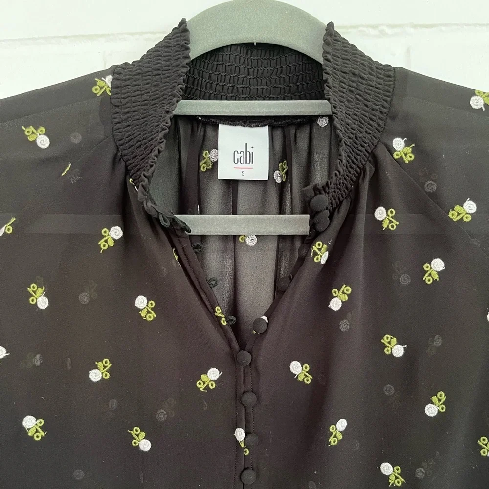 CAbi Algeria Floral Embroidered Sheer Blouse, SZ S EUC! - Picture 5 of 6